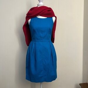J.Crew Klein Blue Sleeveless Sheath Dress Cotton Size 0